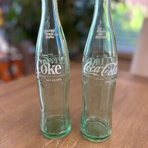 2 Iconic Vintage Coca Cola Green Bottles - Colorado Springs CO and Pierre SD